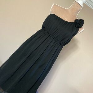 Merona Black Ruched Embellished One Shoulder Semi-formal Dress - size M